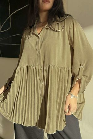 Suki Pleat Smock Blouse Camel /1=